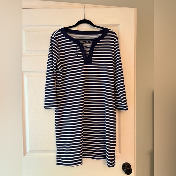 Lands’ End Striped Beach Dress with UPF‎ Sun Protection – Size M (8-10) - Picture 1 of 3